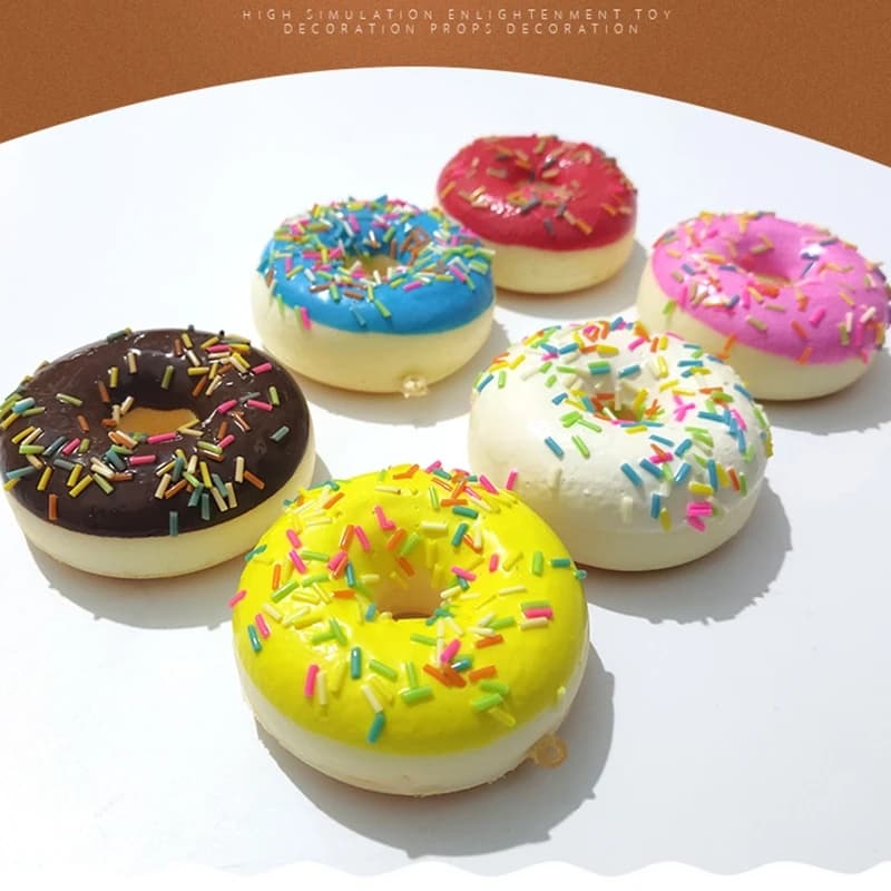 Soft Artificial Donut Bread Doughnuts Stress Relief Novelty Toy Squeeze Toys Simulation Cake Model Wedding Decoration view 2