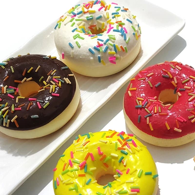 Soft Artificial Donut Bread Doughnuts Stress Relief Novelty Toy Squeeze Toys Simulation Cake Model Wedding Decoration view 3