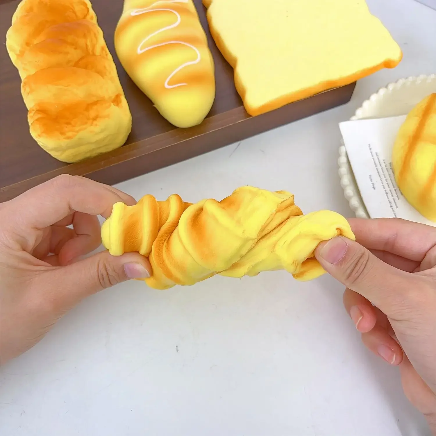 Squishy Food Creative Simulation Bread Toast Slow Rising Squeeze Stress Relief Sensory Toys Desktop Decoration view 14