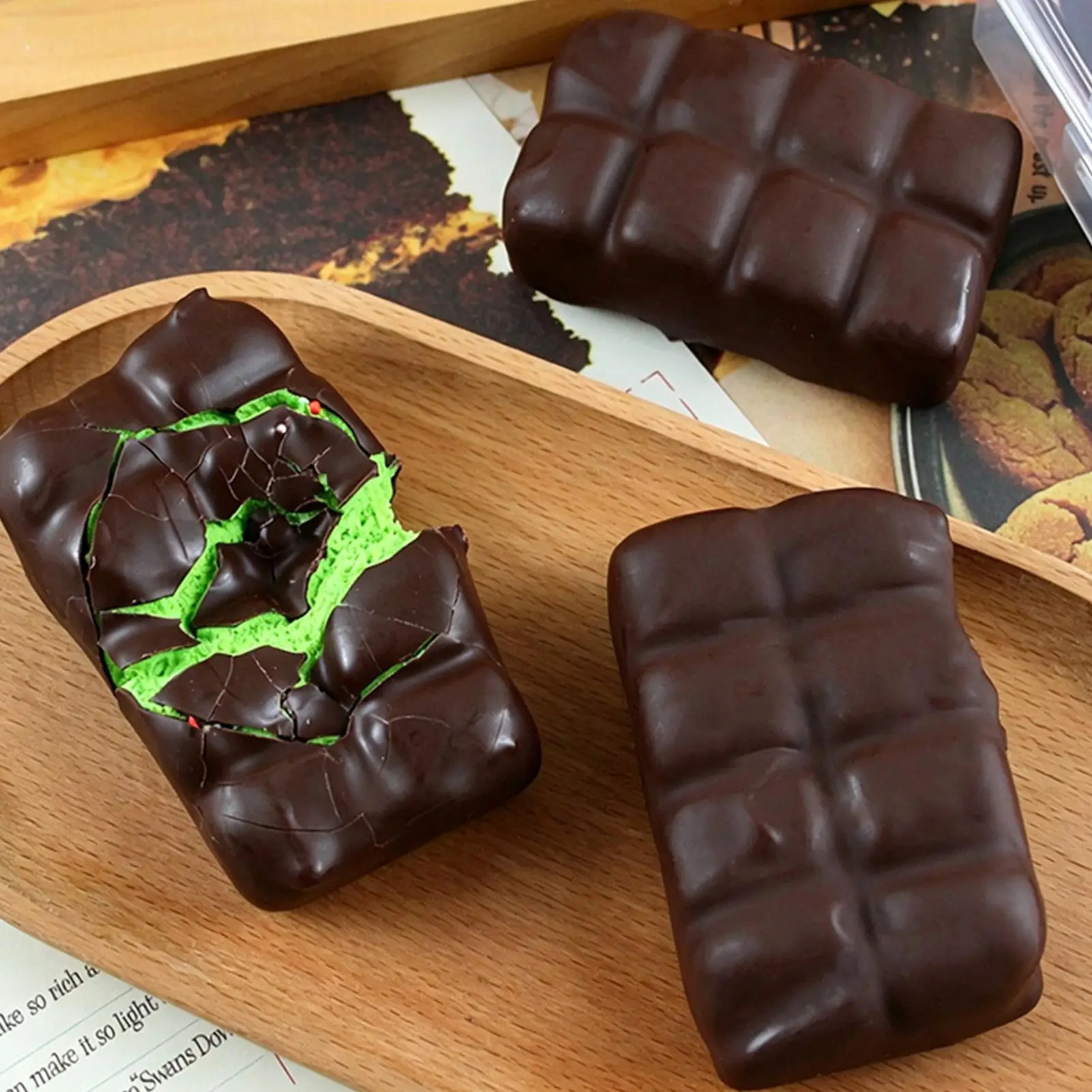 Chocolate Squeeze Toy Crispy Chocolate Wax Cracking Stress Ball Soft Realistic Food Squeeze Fidget Toy For Teens Adults Home view 13