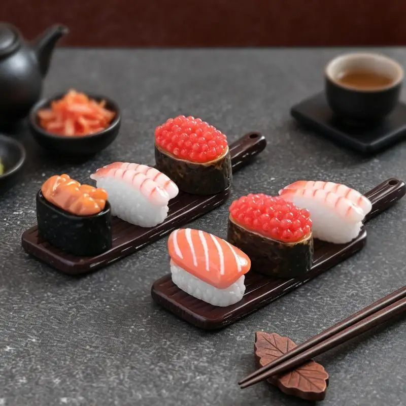 10pcs Mini Japanese Sushi Model Salmon Roe Sweet Shrimp Sushi Miniature Food DIY Resin Accessory Pendant Dollhouse Decoration view 7