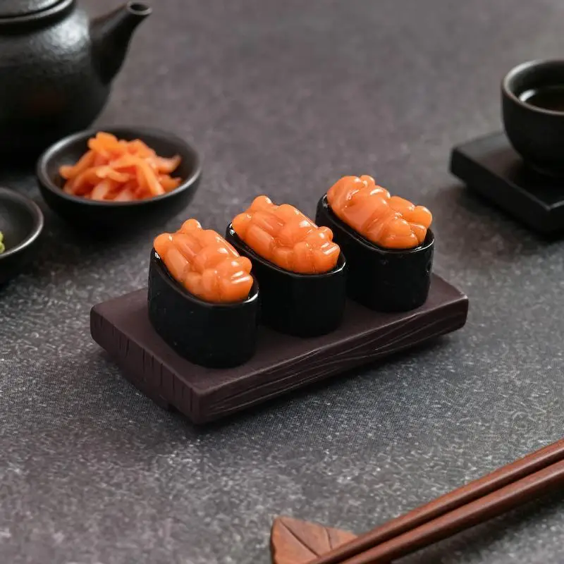 10pcs Mini Japanese Sushi Model Salmon Roe Sweet Shrimp Sushi Miniature Food DIY Resin Accessory Pendant Dollhouse Decoration view 4