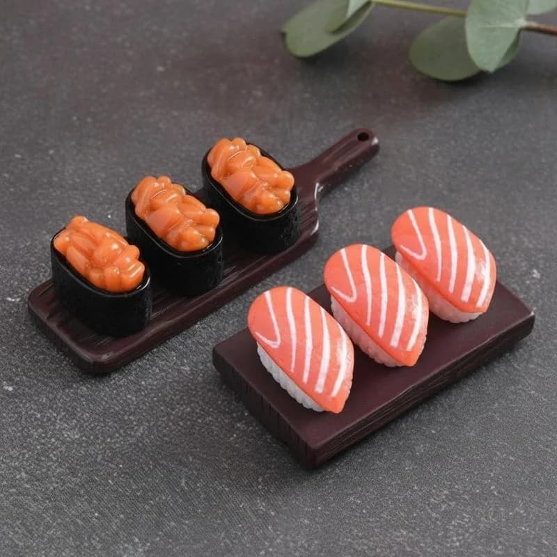 10pcs Mini Japanese Sushi Model Salmon Roe Sweet Shrimp Sushi Miniature Food DIY Resin Accessory Pendant Dollhouse Decoration view 2
