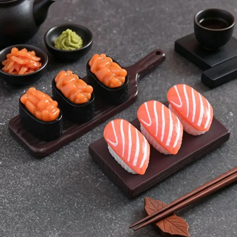 10pcs Mini Japanese Sushi Model Salmon Roe Sweet Shrimp Sushi Miniature Food DIY Resin Accessory Pendant Dollhouse Decoration view 10